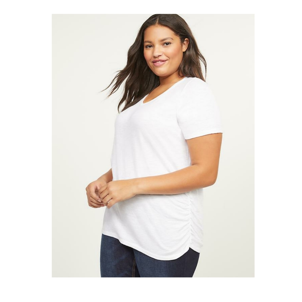 NWOT Lane Bryant Size 14/16 White Ruched Sides Tee
